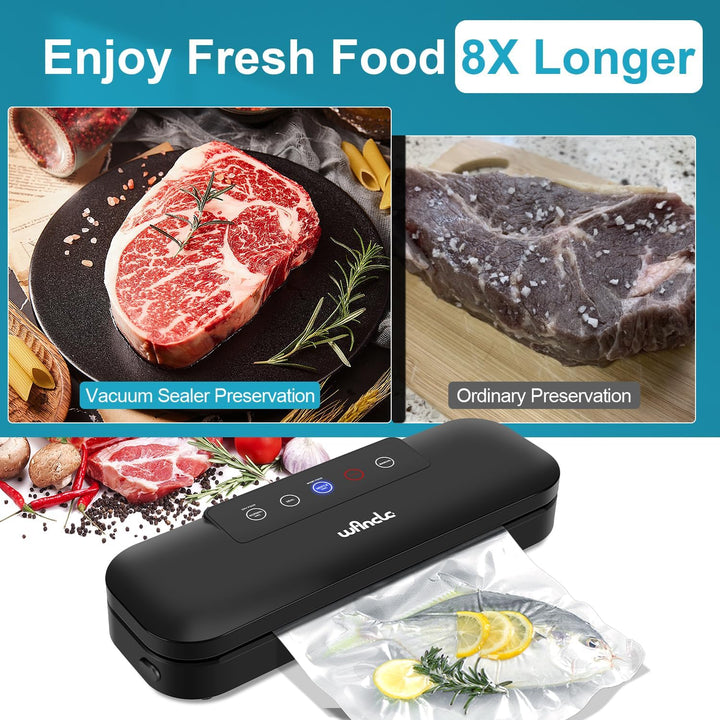 Wancle Vakuumierer Vakuumiergerät, 4 in1 Automatischer Lebensmittelversiegeler für Sous Vide Kochen