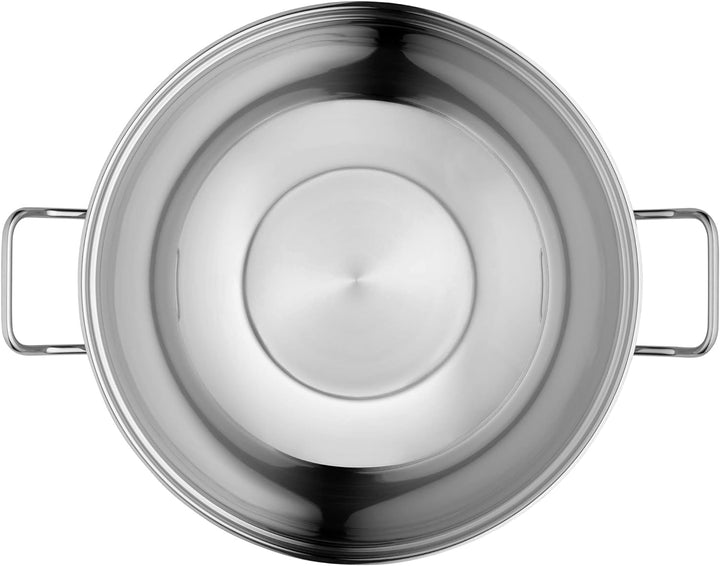 WMF Party Taiwan Wokpfanne Induktion 36 cm, Wok mit Deckel und Ablagegitter, Cromargan Edelstahl unb