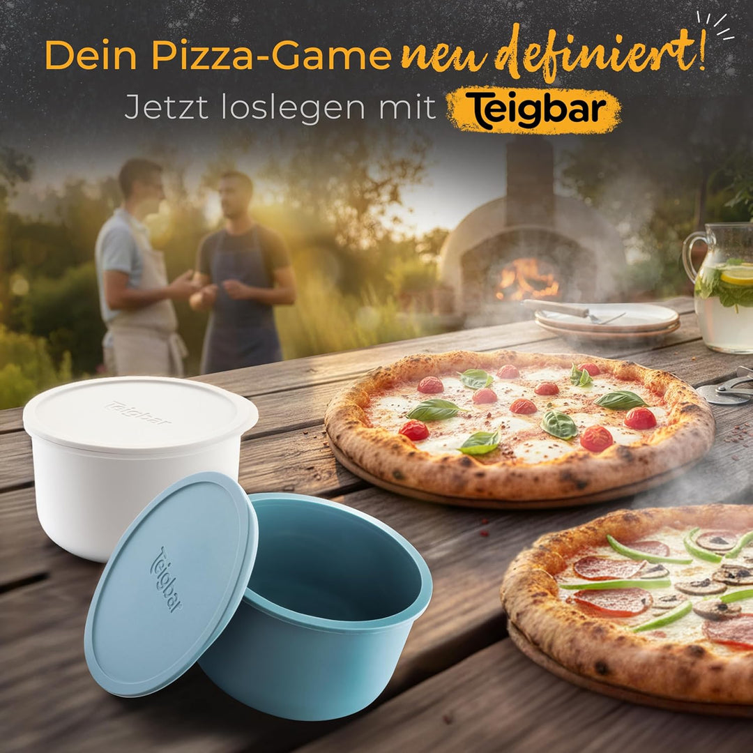 Teigbar« Pizzaballenbox mit Deckel, 4er Set - platzsparende Teigbox aus löse-leichtem Silikon - bis