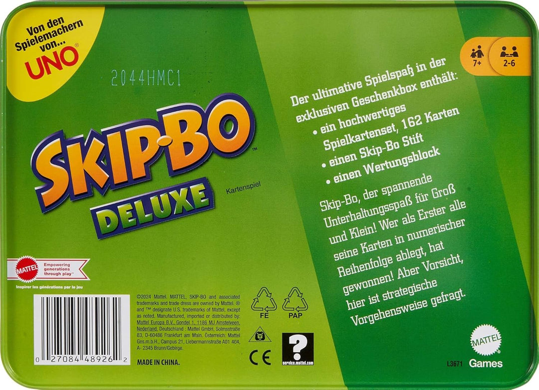 Mattel Games Skip-BO Deluxe, in Metallbox, Kartenspiele für die Familie, Perfekt als Kinderspiel, Re