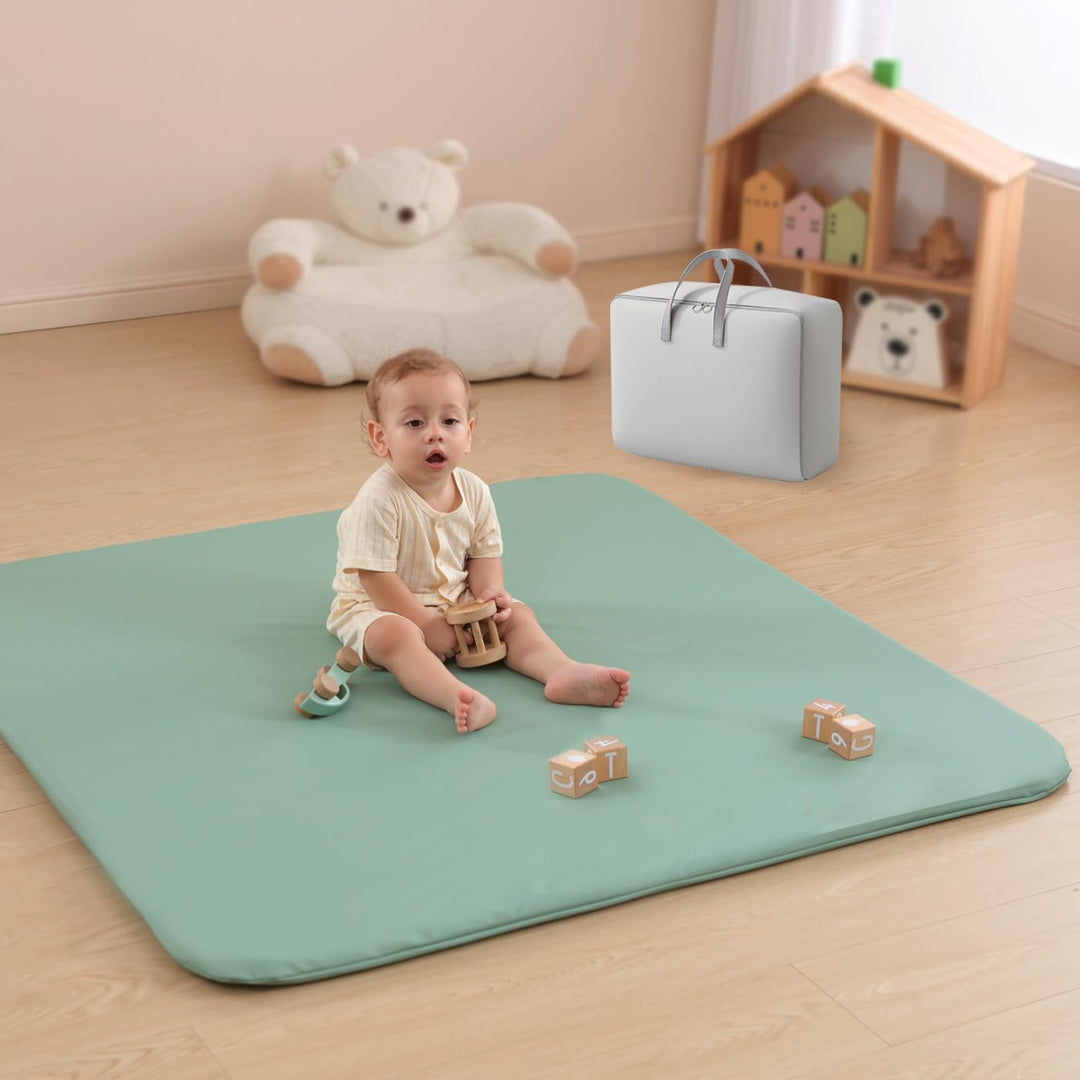 Spielmatte Baby 120x120x3cm, –Extra Dicke & Abdichtung & super weiche Bodenmatte aus veganem Leder s