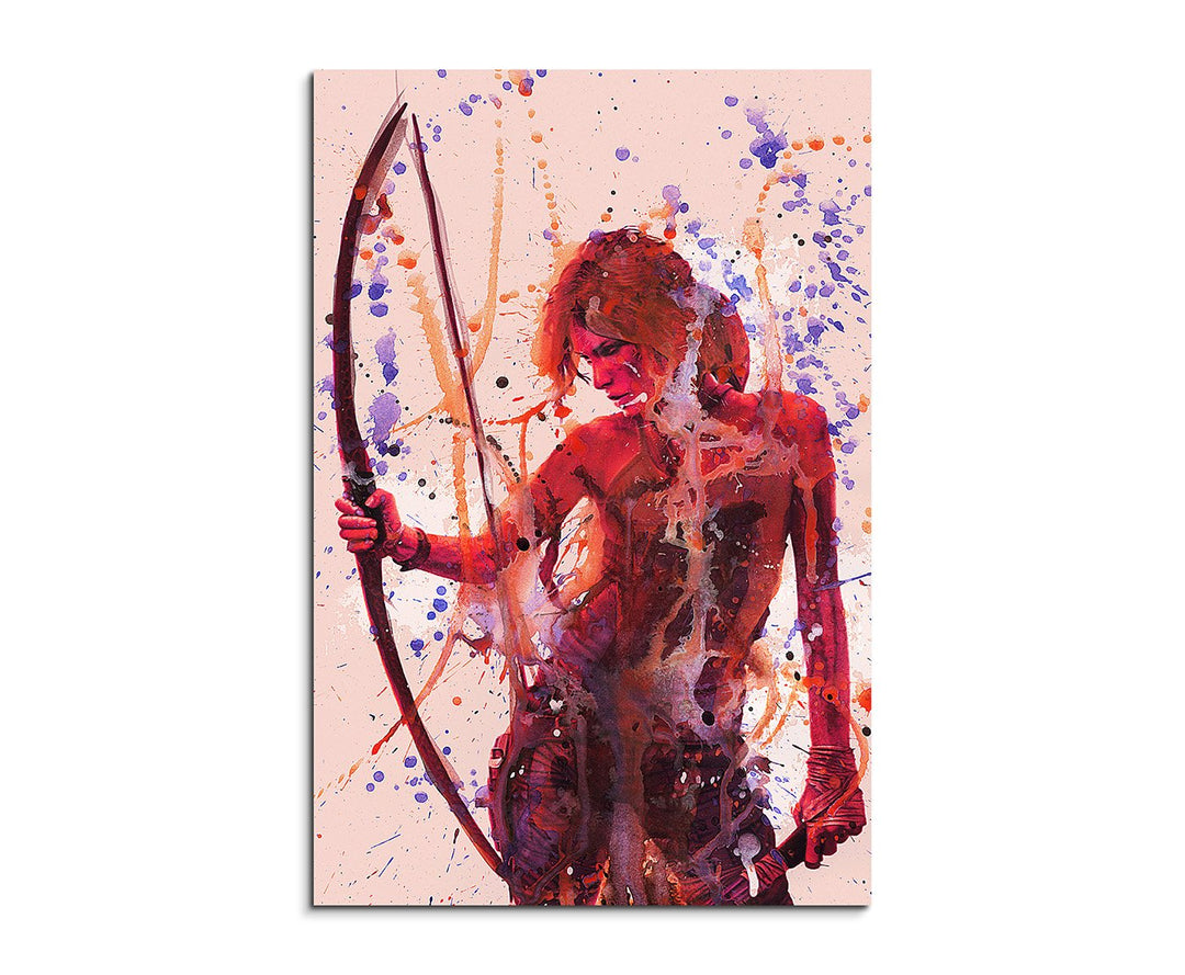 Tomb_Raider_90x60cm Splash Art Paul Sinus Aquarell, Gemälde, Kunstbild auf Leinwand