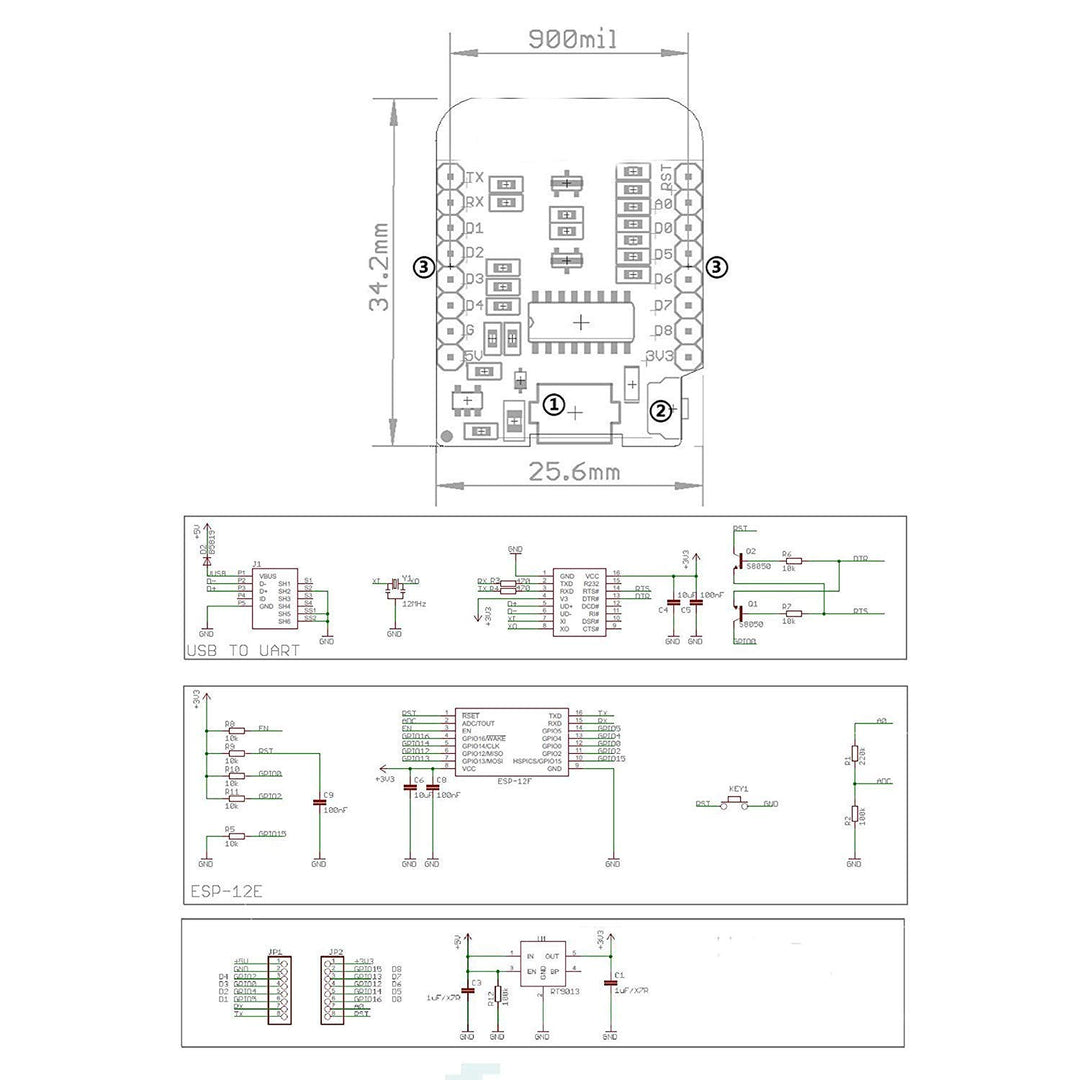 Hailege 5pcs MINI ESP8266 ESP-12F NodeMCU Lua MINI 4M Bytes WIFI Module with Pin Headers