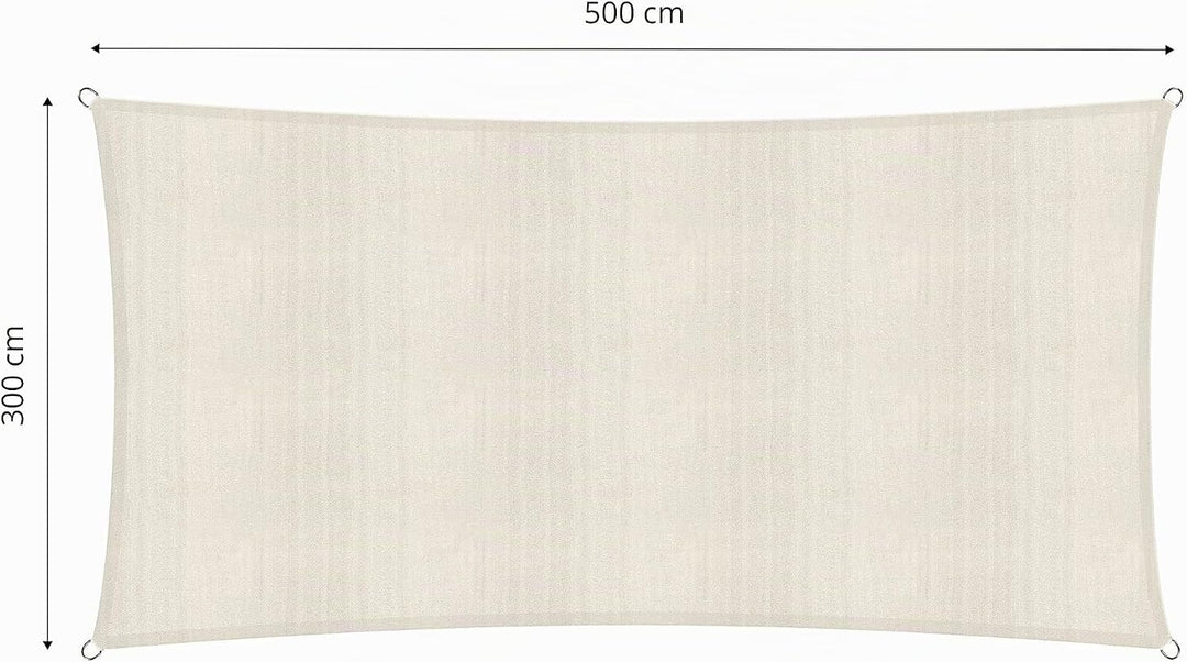 Lumaland Sonnensegel Rechteckig | 3 x 5 Meter | Wetterbeständiger Sonnenschutz inkl. Befestigungssei