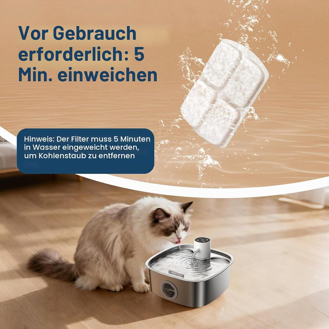 12 Packungen Filter Katzenbrunnen kompatibel mit FEELNEEDY 8L Edelstahl Katzenbrunnen FN-W18 (Modell