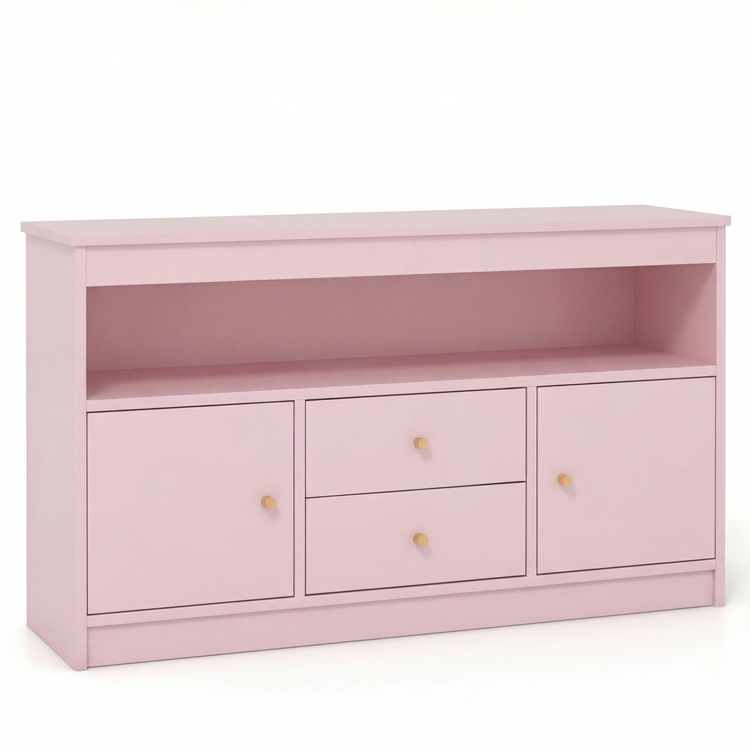 DREAMADE Spielzeug Regal, Kinderzimmer Möbel (Doppeltür, Rosa) | Kinderregal Spielzeugregal mit Schu
