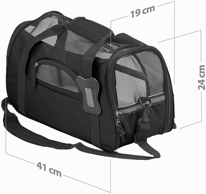 Sweetypet Katzentasche: Hand- &amp; Auto-Transporttasche für Kleintiere bis 3 kg, Grösse S, schwarz (Kat