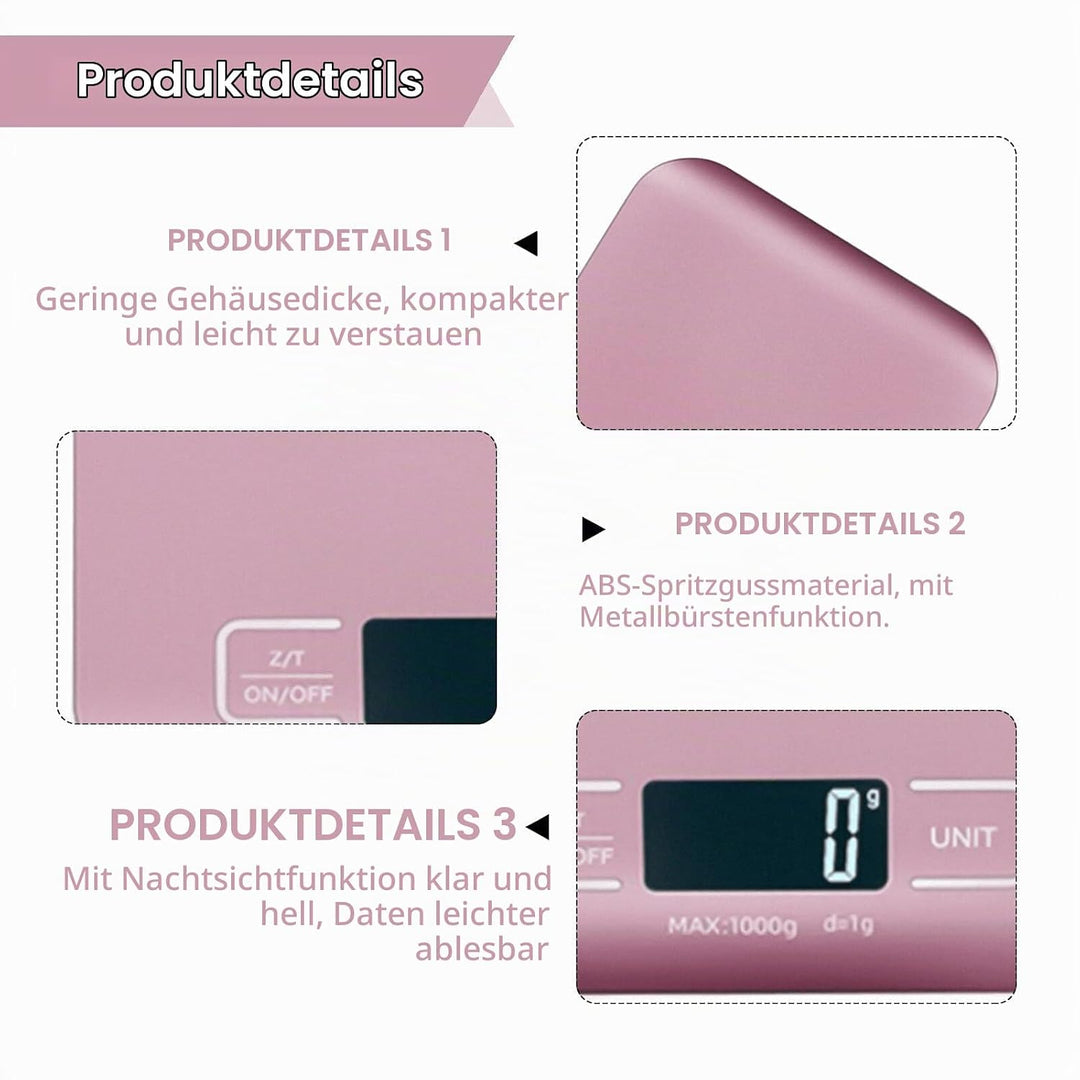 Küchenwaage Digital, 10kg/1g Küchenwaage USB Wiederaufladbar Digitale Küchenwaagen mit LCD Display &amp;