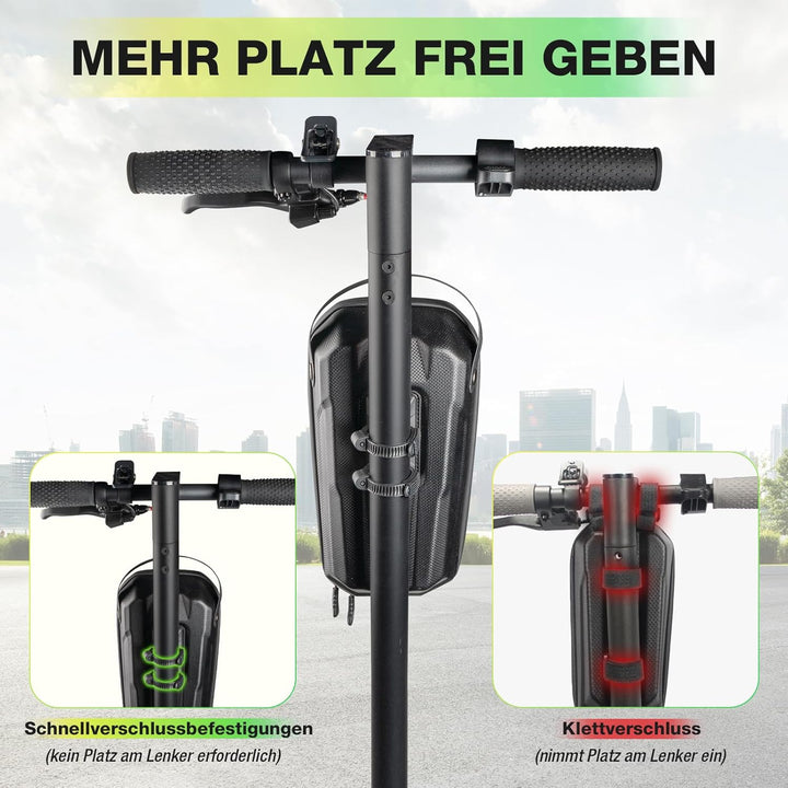 2/3L E Scooter Tasche wasserdichte - Lenkertasche für Elektroroller mit Schnellspanner Gestell - Vor