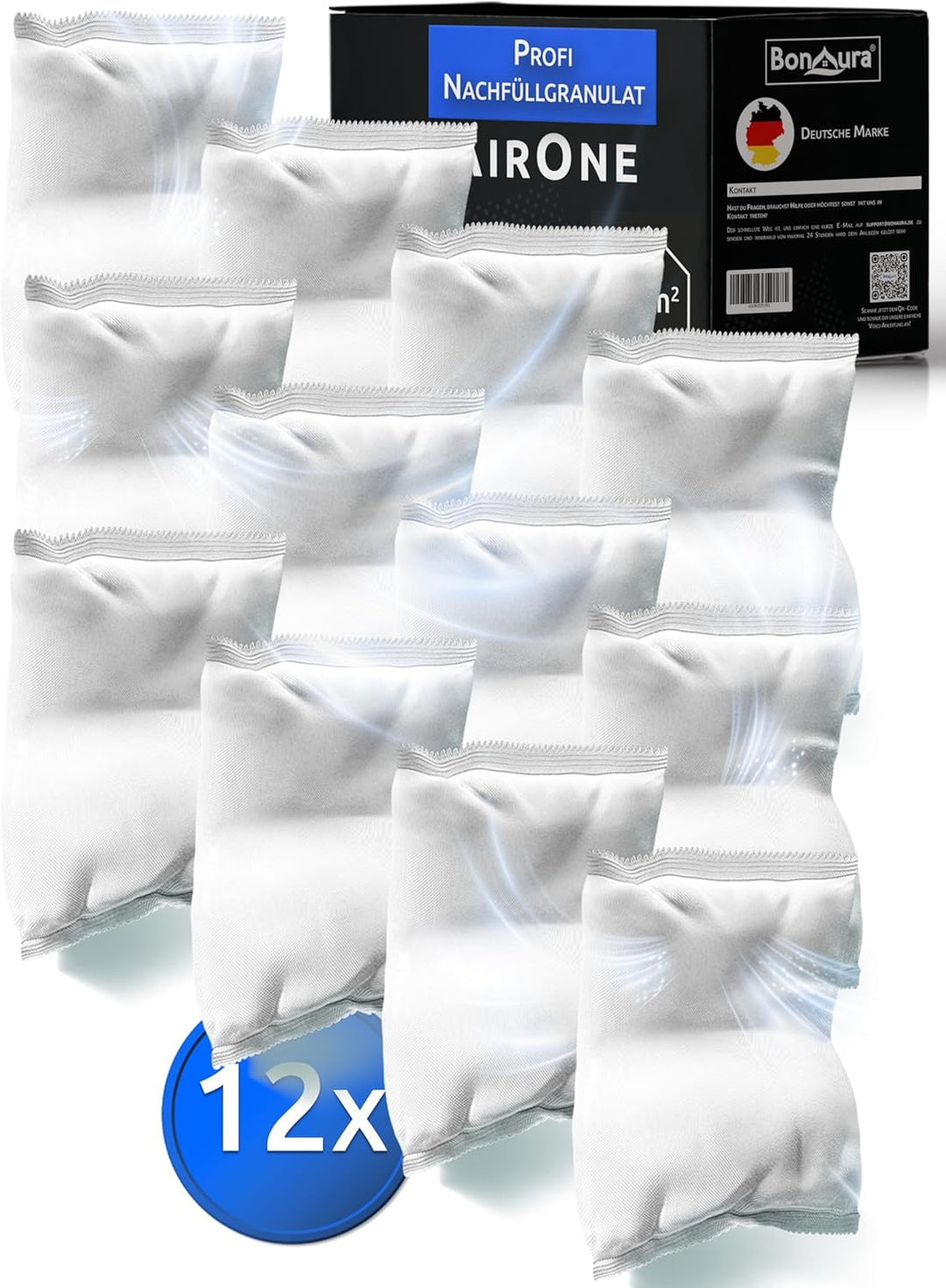 BonAura® AirOne Luftentfeuchter Nachfüllpack I 12er Set 680g Luftentfeuchter Granulat I Entfeuchter