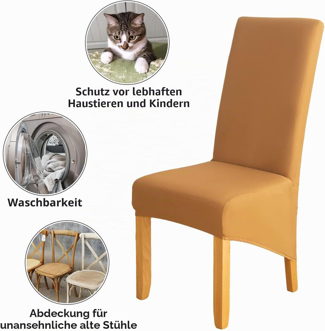 Stuhlhussen 4er Set Stuhlüberzug Elastizität Spandex Universal-Hussen für Stühle Moderne und Elegant