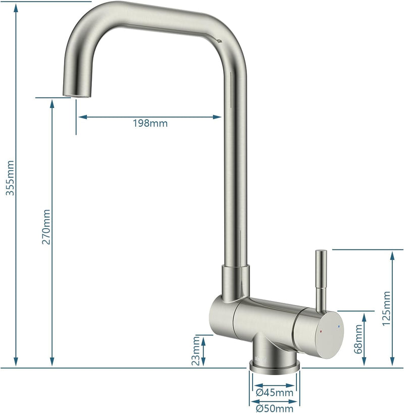 Ulytid Vorfenster Küchenarmatur Klappbar, Wasserhahn Küche 180°Faltbar, Hochdruck Armatur Küche Unte