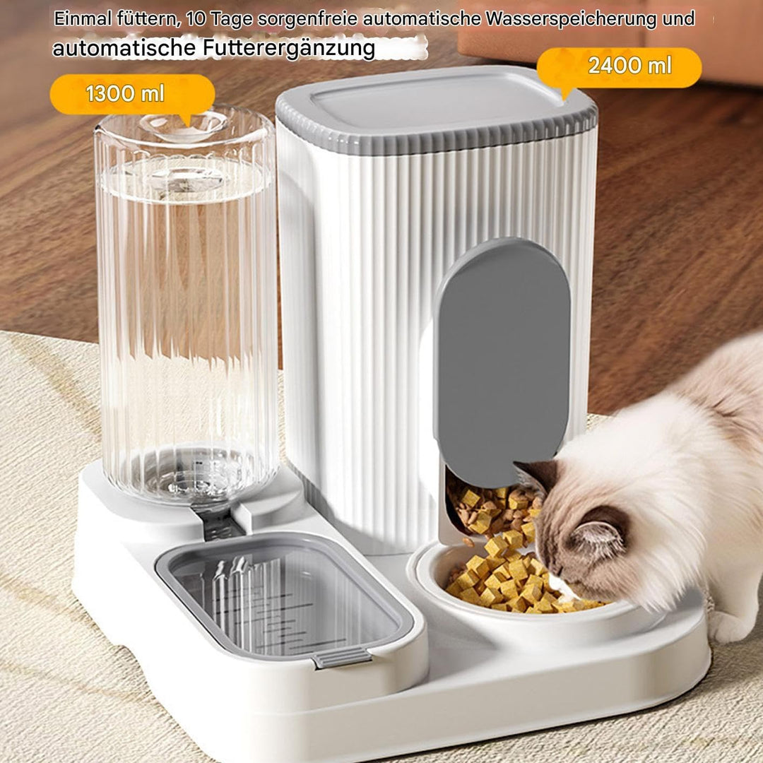 Automatischer Haustierfütterer - Katzenfutter Spender & Wasserspender,2 In 1 Fütterungsstation Mit F
