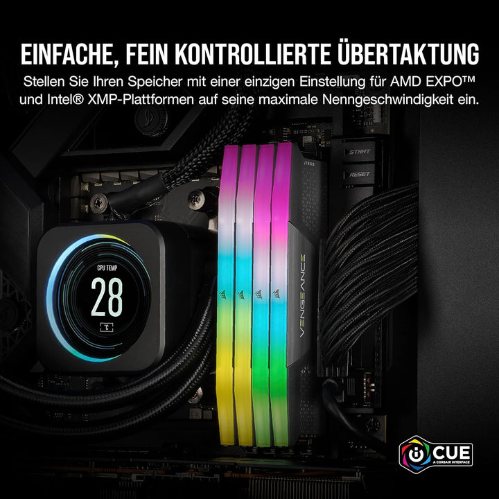 Corsair VENGEANCE RGB DDR5 RAM 64GB (2x32GB) 6000MHz CL40 AMD EXPO iCUE Kompatibel Computer Speicher