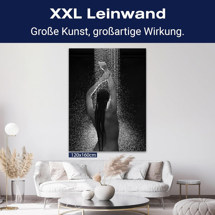 wandmotiv24 Leinwandbild Starke Frauen, Hochformat, Frau unter der Dusche M0138 80L x 60B cm Leinwan
