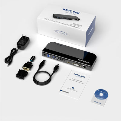 WAVLINK USB 3.0 / USB C Universelle Laptop-Dockingstation, Dual-HDMI-Monitor für Windows und Mac, (D