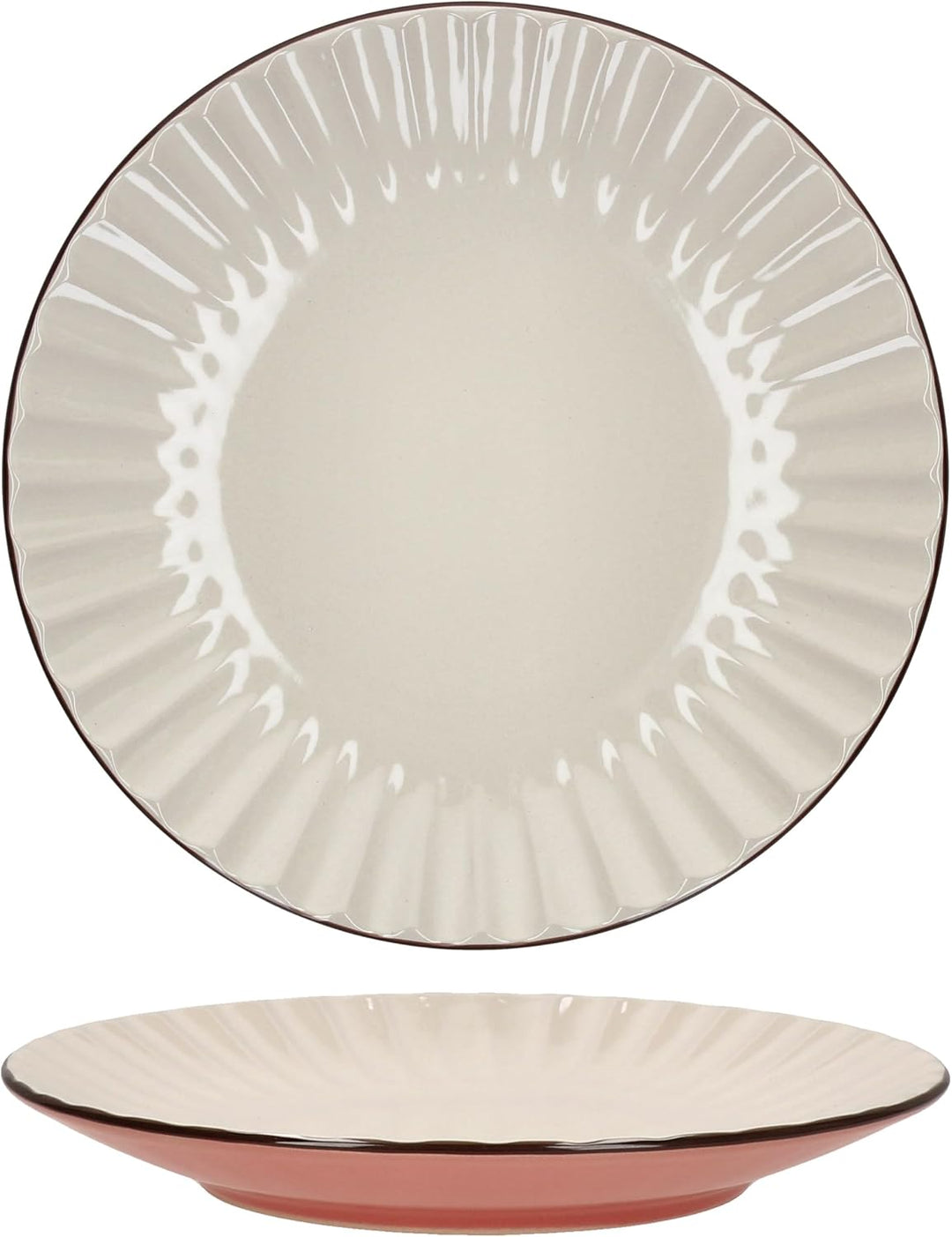 MÄSER OSITA Rose-Weiss 6er Set Kuchenteller I rosa &amp; cremefarbene Steingut-Frühstücksteller für 6 Pe