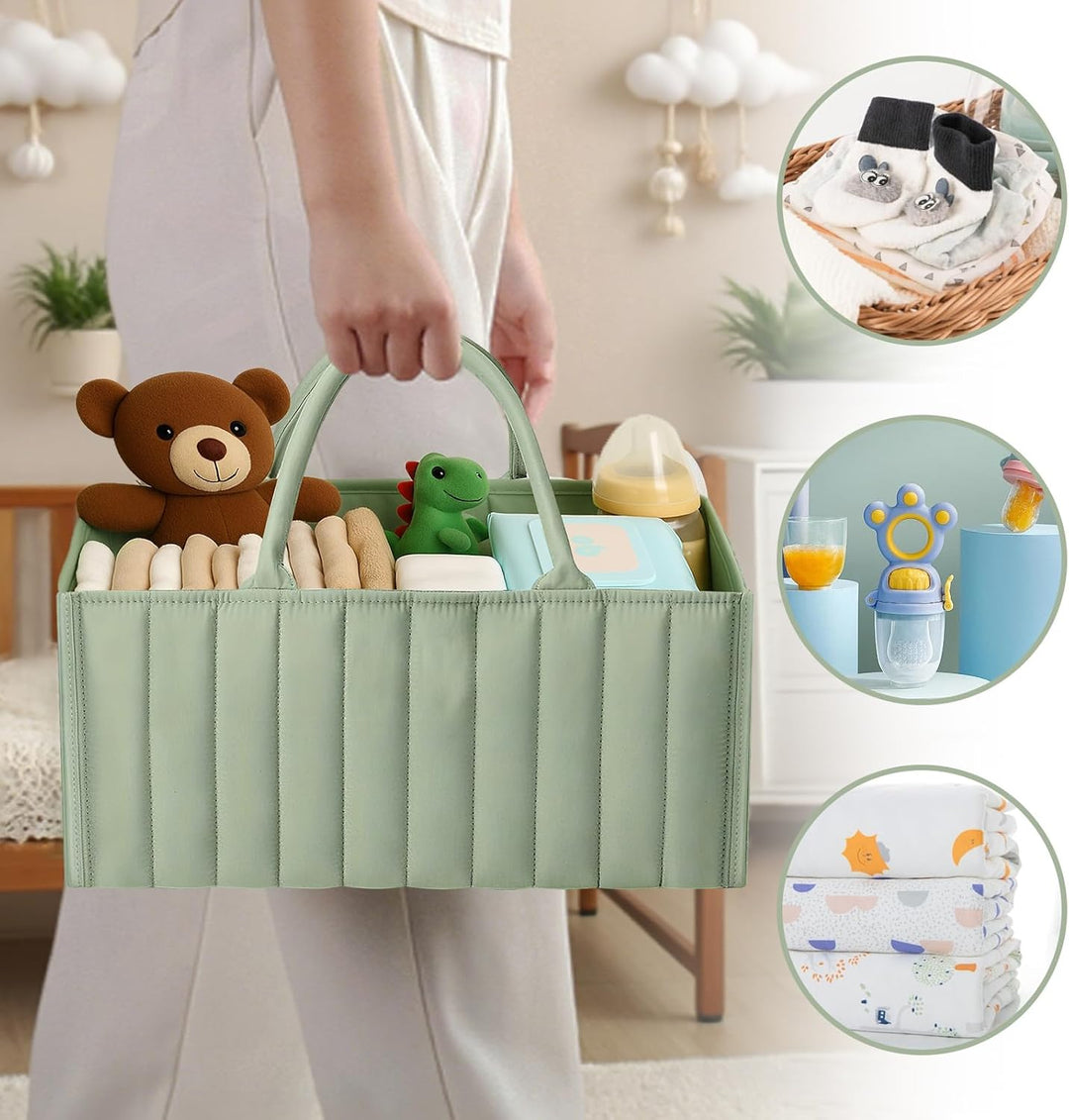 Zyluniy Baby Wickel Organizer für Wickelutensilien, Baby Windel Caddy Organizer, Windel Caddy mit Fä
