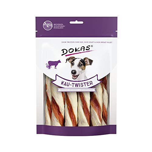 Dokas Kau-Twister Rinderhaut, Entenherz&Entenbrust | 9X 200g Hundesnack