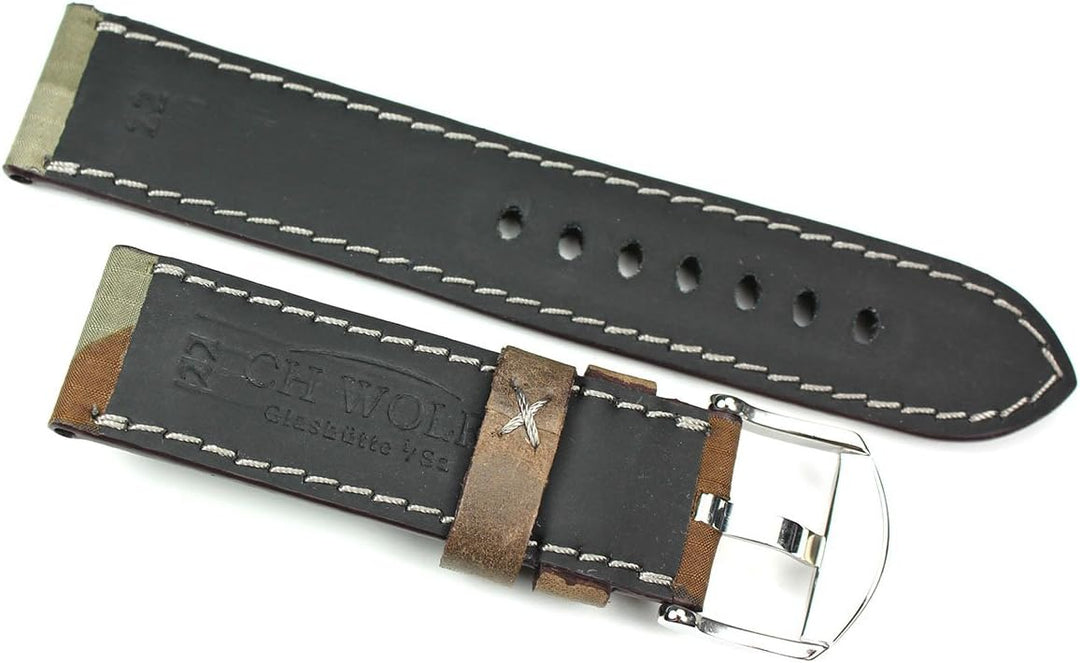 Sulla Herren Uhrenarmband Canvas & Leder Marine Grün 22mm