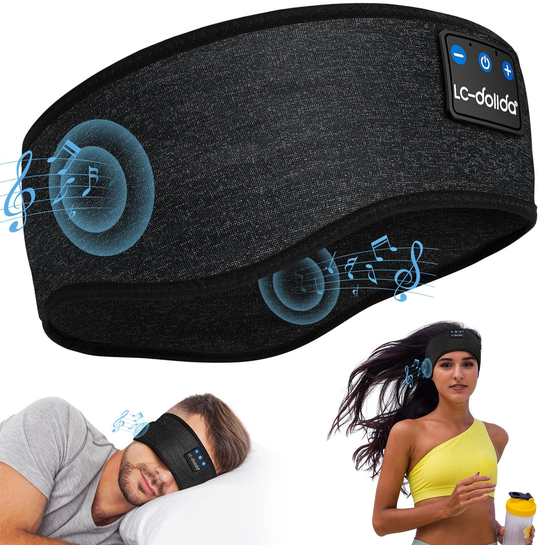 LC-dolida Schlafkopfhörer Bluetooth 5.4, Schlaf Stirnband Kopfhörer Headband Schlafmaske, Sportskopf