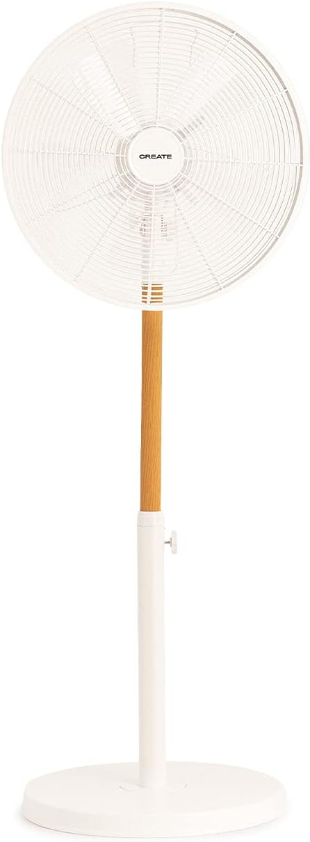 CREATE / AIR STAND WOOD/Standventilator Weiss und Naturholz mit Oszillation 75º / 50W, Ø36cm, 3 Gesc