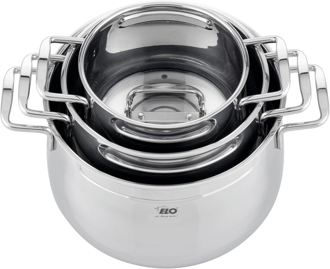 Topfset 3-teilig Mystery 91005, stapelbar, Edelstahl 18/10 - mit Volumenskala & Öl-Dosiersystem, bac
