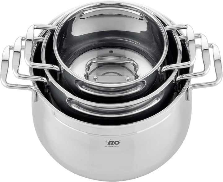 Topfset 3-teilig Mystery 91005, stapelbar, Edelstahl 18/10 - mit Volumenskala & Öl-Dosiersystem, bac