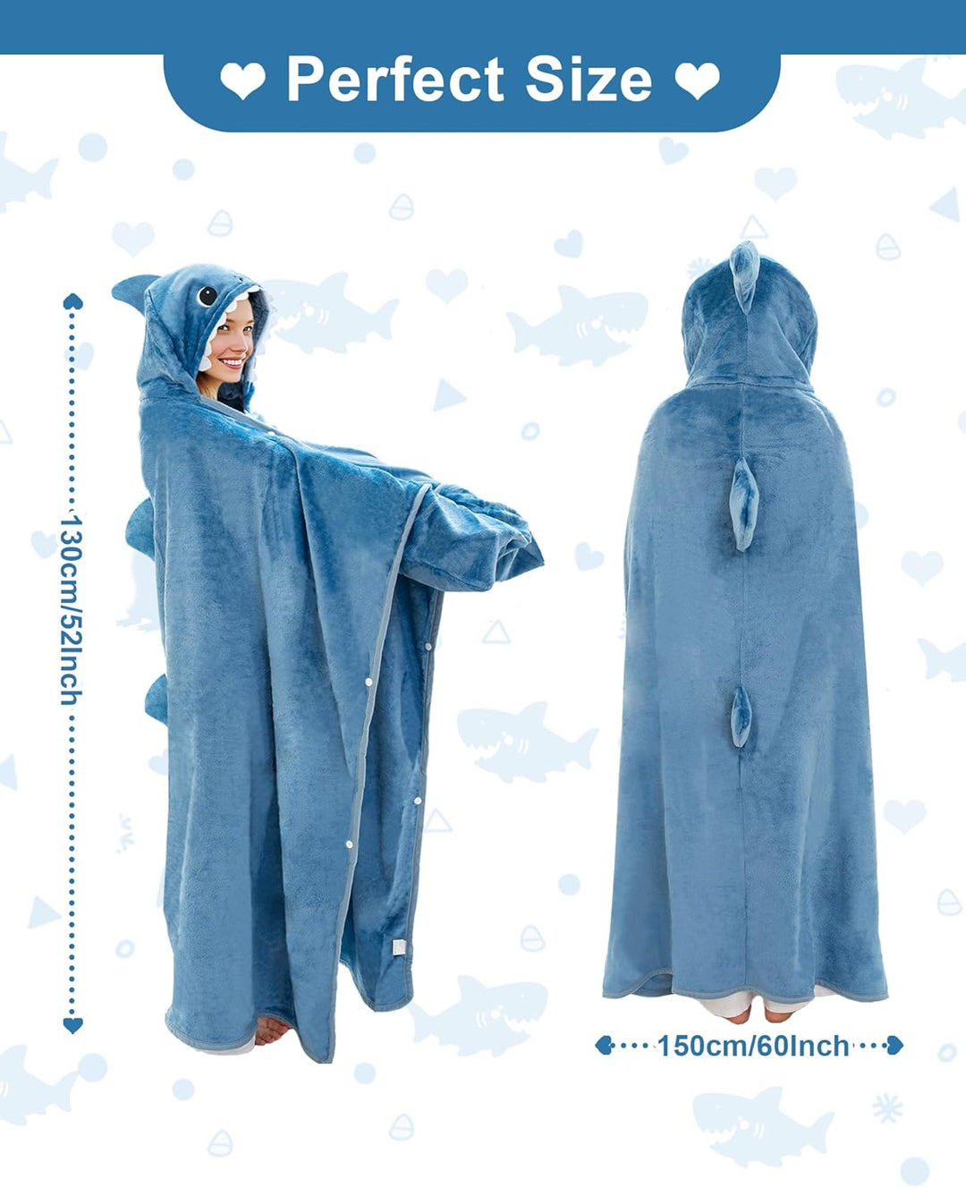 SQEQE Tragbare Decken mit Kapuze und Handschuhen Hoodie Decke Sofadecke Cartoon Kuscheldecke für Dam