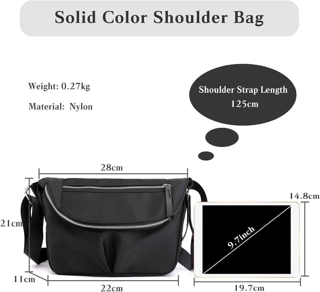 PORRASSO Damen Schultertasche Casual Umhängetasche Nylon Multi Tasche Handtasche Frauen Crossbody Ba