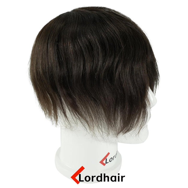 Lordhair Perücke für Herren, Toupet Herren aus natürlichem Echthaar, 0,08 mm vorn, 1/2 Zoll, V-loope