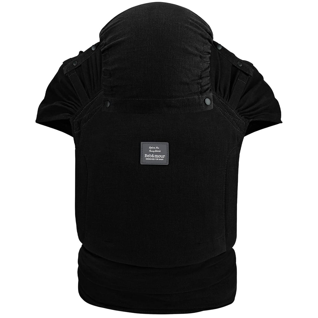 Bebamour Babytrage für Neugeborene, verstellbar, Einheitsgrösse, einfach anzulegen,Black, Black