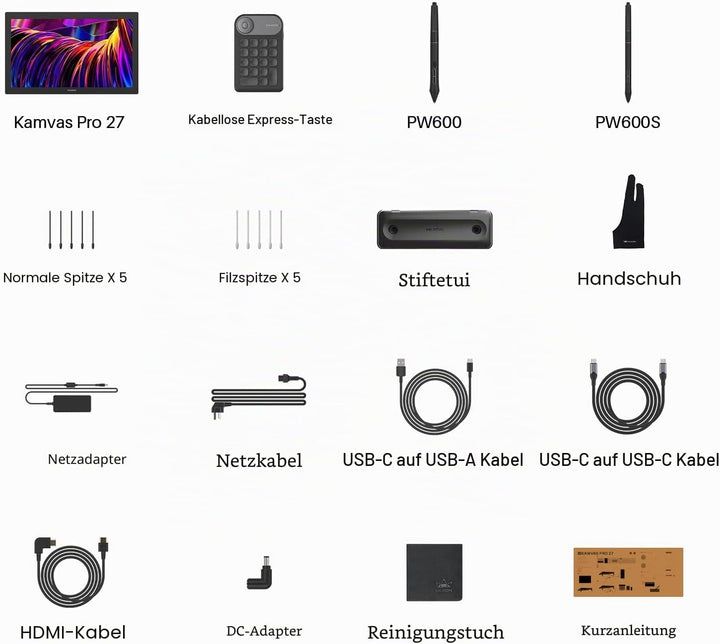 HUION Kamvas Pro 27 4K UHD Gafiktablett mit Display, PenTech 4.0 Batteriefreier Stylus mit 2nd Gen A