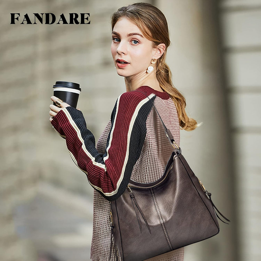 FANDARE Damen Handtasche Frauen Umhängetaschen Schultertasche PU Leder Tote Beutel Schultertasche fü
