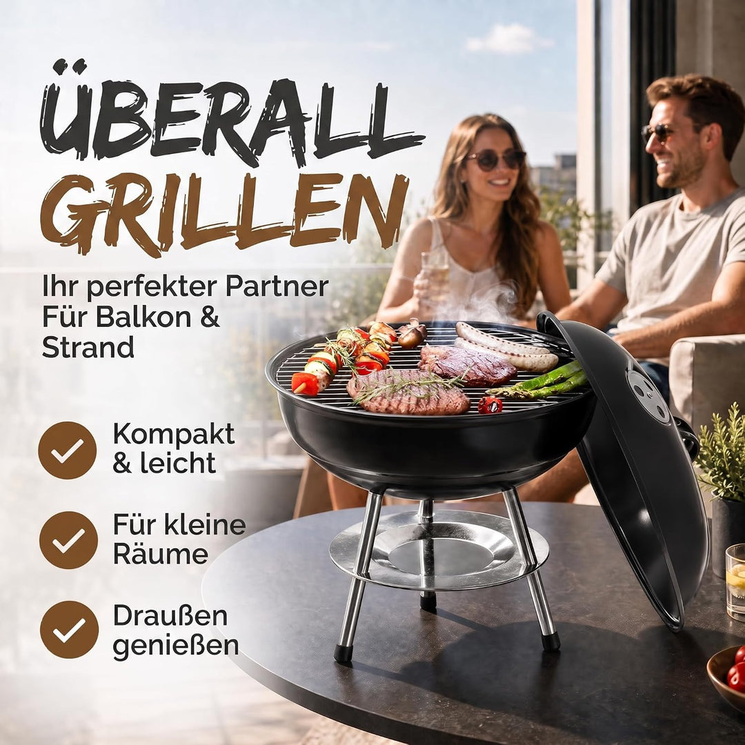 Micro BBQ Campinggrill Kugelgrill Mini Grill; Kompakter Reise Holzkohle-Grill Tischgrill Edelstahl e