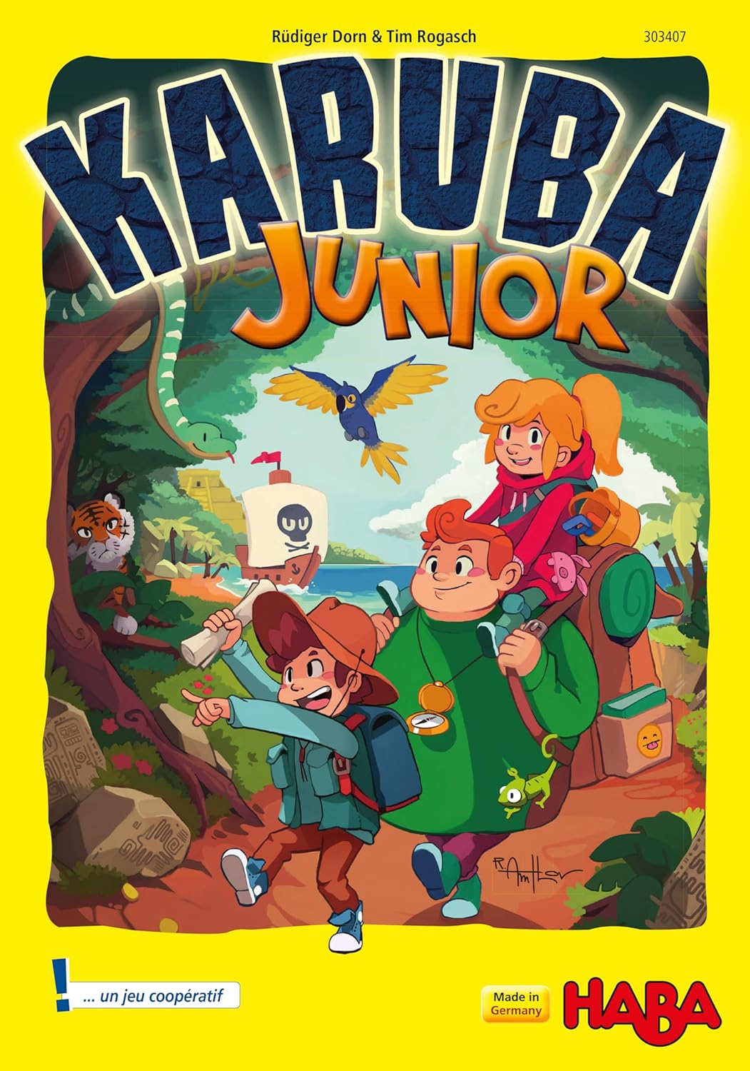 HABA 303407 Karuba Junior Gesellschaftsspiel für Kinder, kooperatives und strategisches Abenteuerspi