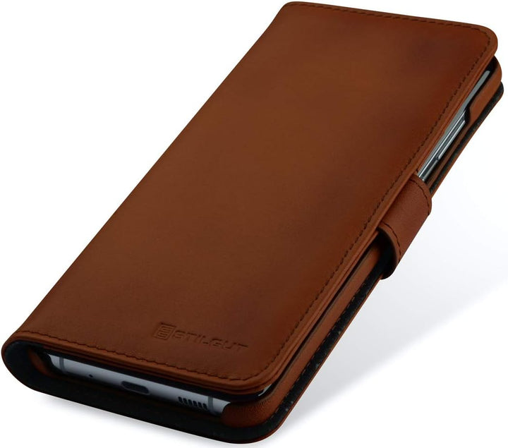 STILGUT Talis kompatibel mit Samsung Galaxy S20 Ultra Hülle mit Kartenfach aus Leder, Wallet Case, L