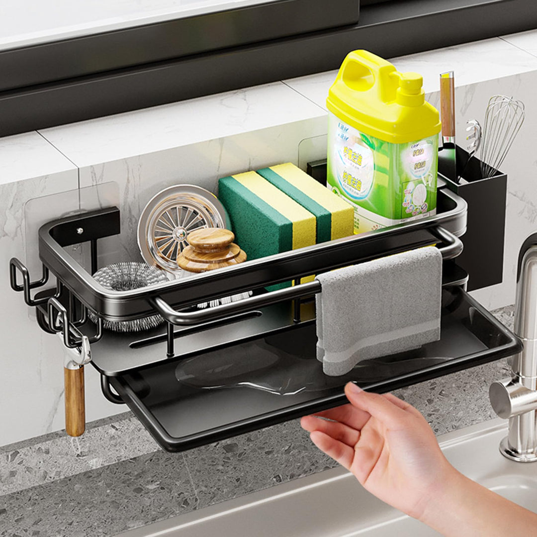 Küche Spülbecken Organizer Schwammhalter mit Abflusspfanne Küchen Spüle Organizer mit Spültuchhalter