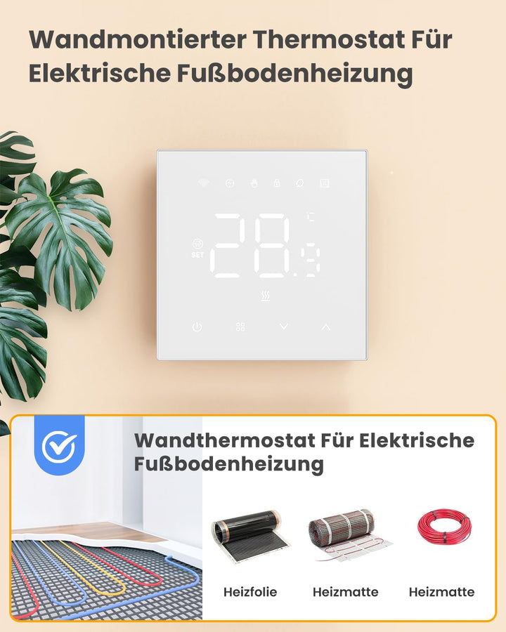 MIUCDA Smart Thermostat Matter Elektrische Fussbodenheizung WiFi Raumthermostat Digital Heizungsther