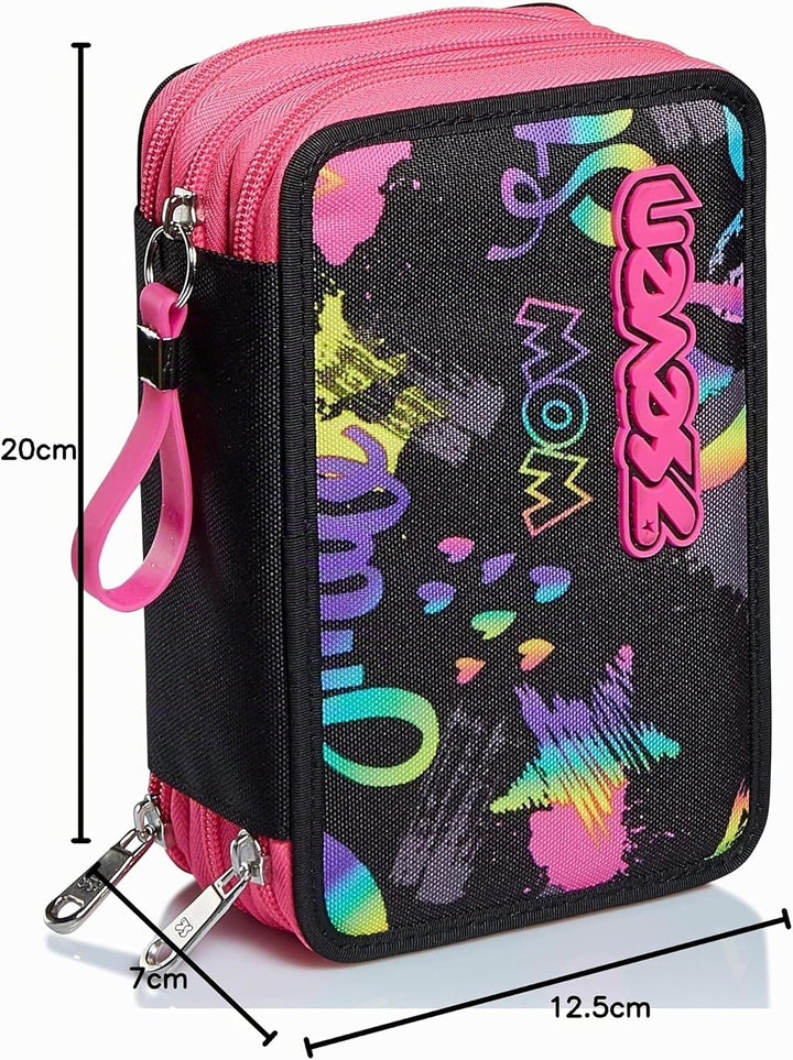 Seven Federmäppchen, Mäppchen, Mehrfarbig, Federtasche für Schreibwaren, Etui komplett mit Bleistift