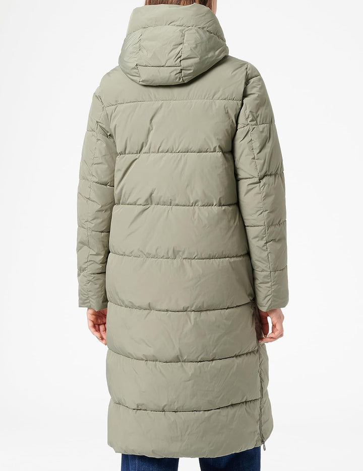 camel active Damen Langer Puffermantel aus recyceltem Polyester 38 Grün, 38 Grün