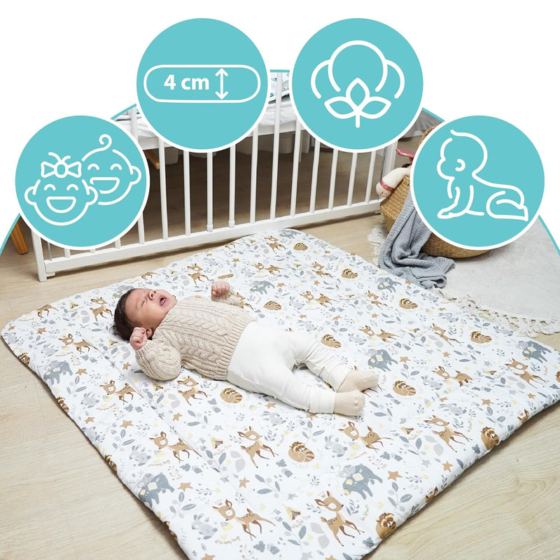 Krabbeldecke für baby Spieldecke 100x100 cm gepolstert - krabbelteppich gross dicke faltbare Laufgit