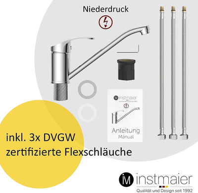 instmaier K1 Küchenaramtur Niederdruck | Wasserhahn Küche | Niederdruck Spültischarmatur | Armatur S