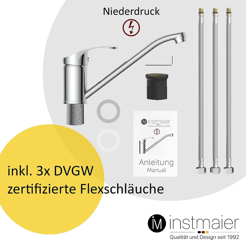 instmaier K1 Küchenaramtur Niederdruck | Wasserhahn Küche | Niederdruck Spültischarmatur | Armatur S