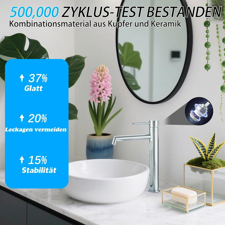 Waschtischarmatur chrom Hoch Wasserhahn Bad Badezimmer Waschbecken Armatur Edelstahl Einhebelmischer