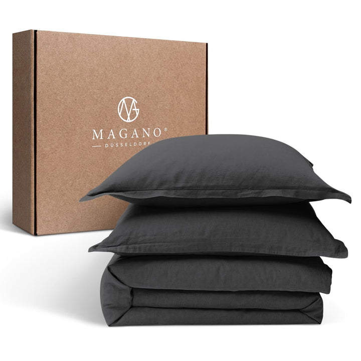 Magano® Premium Bettwäsche 155x200 Grau | Weich &amp; Bügelfrei | Hypoallergen &amp; Atmungsaktiv | Deckenbe