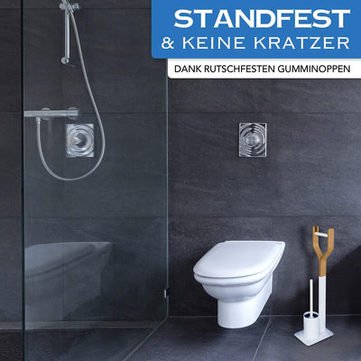 Libaro WC-Garnitur - TRIEST - Stand Toilettengarnitur - WC-Bürste in weiss - Papierrollenhalter aus