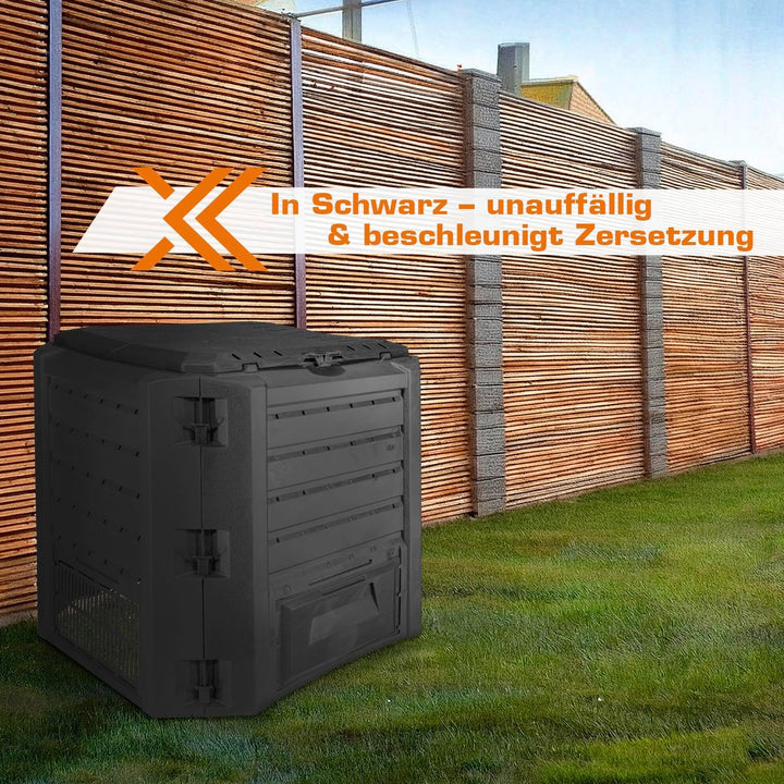 Thermo Komposter 380l Schnellkomposter Thermokomposter Schwarz Gartenkomposter Kunststoff Schnell Ko