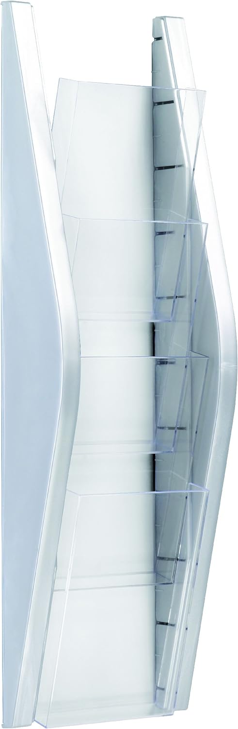 Helit H6270300 - Wandbogendisplay „the arc“ 4 x 1/3 DIN A4 hoch, silber, Silber