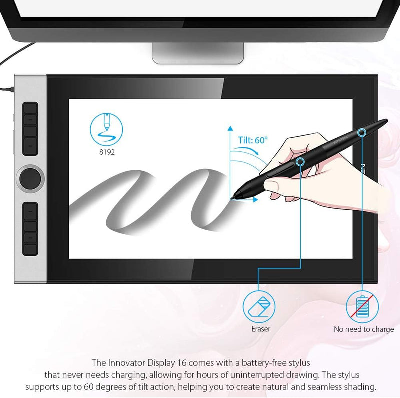 XP-PEN Innovator 16 Grafiktablett, 15,6" volllaminierter Pen Display (1080x1920), 92% Adobe RGB 60°